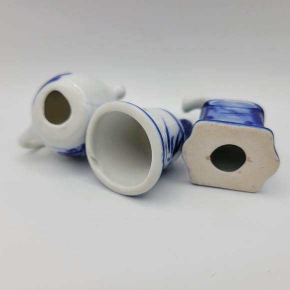 Vintage Holland Delft Blue Miniature Ceramic Set Windmill Teapot Bell Clogs - Picture 8 of 11